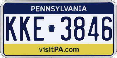 PA license plate KKE3846