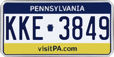 PA license plate KKE3849