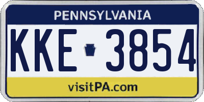PA license plate KKE3854