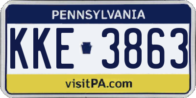 PA license plate KKE3863