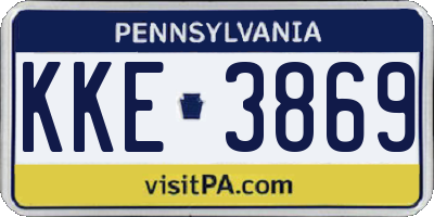 PA license plate KKE3869