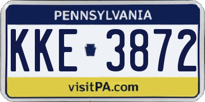 PA license plate KKE3872