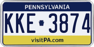PA license plate KKE3874