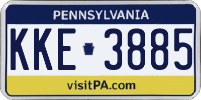 PA license plate KKE3885