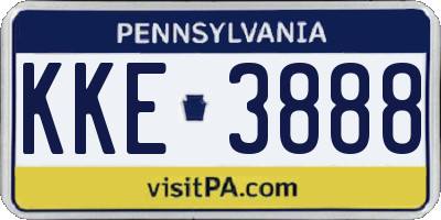 PA license plate KKE3888