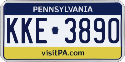 PA license plate KKE3890