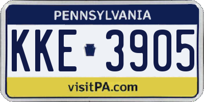 PA license plate KKE3905