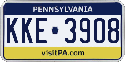 PA license plate KKE3908