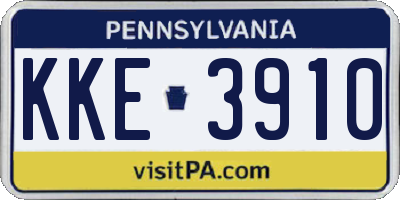 PA license plate KKE3910