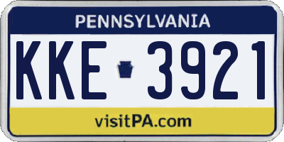PA license plate KKE3921
