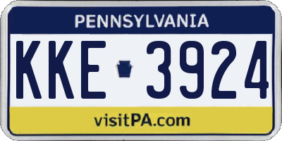 PA license plate KKE3924