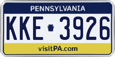 PA license plate KKE3926