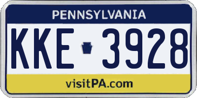 PA license plate KKE3928