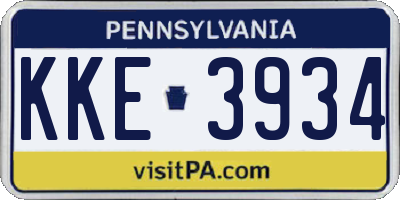 PA license plate KKE3934