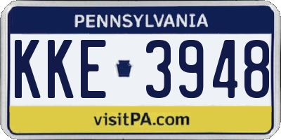 PA license plate KKE3948