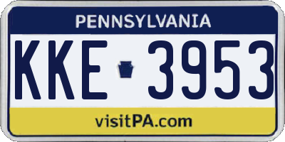 PA license plate KKE3953