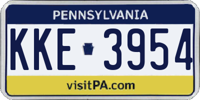 PA license plate KKE3954