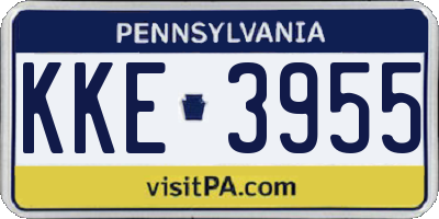PA license plate KKE3955