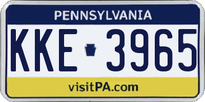 PA license plate KKE3965