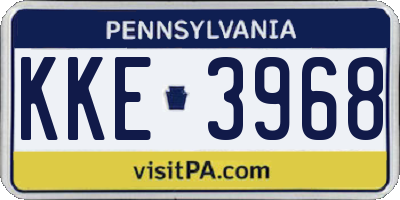 PA license plate KKE3968