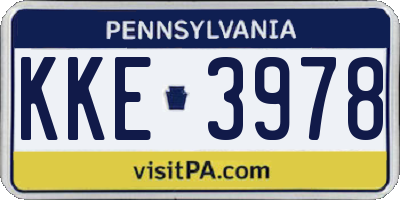 PA license plate KKE3978