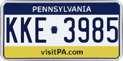 PA license plate KKE3985
