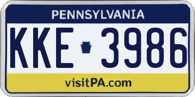 PA license plate KKE3986