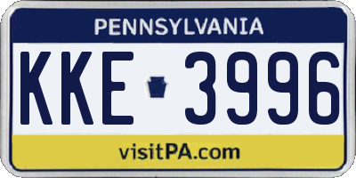 PA license plate KKE3996