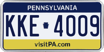 PA license plate KKE4009