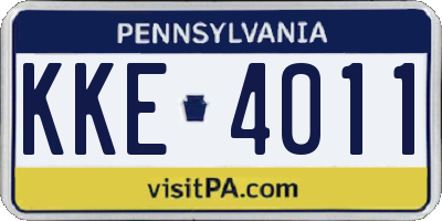 PA license plate KKE4011