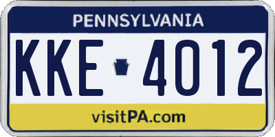 PA license plate KKE4012