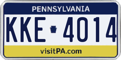 PA license plate KKE4014