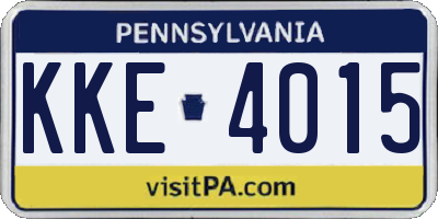 PA license plate KKE4015