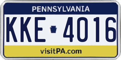 PA license plate KKE4016
