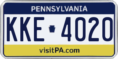 PA license plate KKE4020