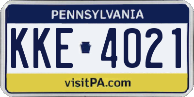 PA license plate KKE4021