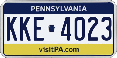 PA license plate KKE4023