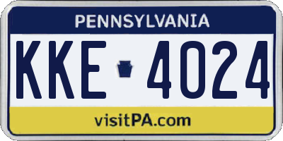 PA license plate KKE4024