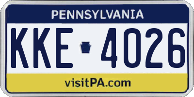 PA license plate KKE4026