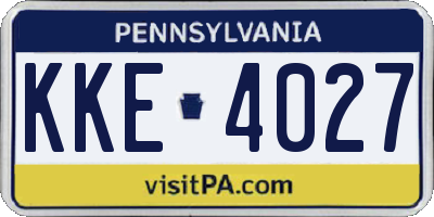PA license plate KKE4027