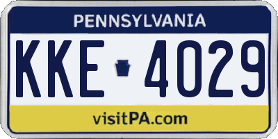 PA license plate KKE4029