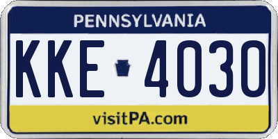 PA license plate KKE4030