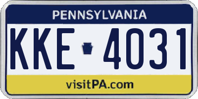 PA license plate KKE4031