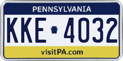 PA license plate KKE4032