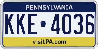 PA license plate KKE4036