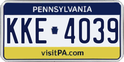 PA license plate KKE4039