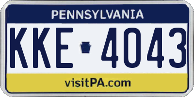 PA license plate KKE4043