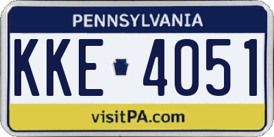 PA license plate KKE4051