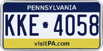 PA license plate KKE4058