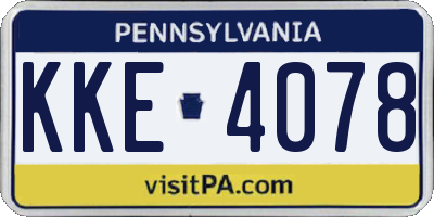 PA license plate KKE4078